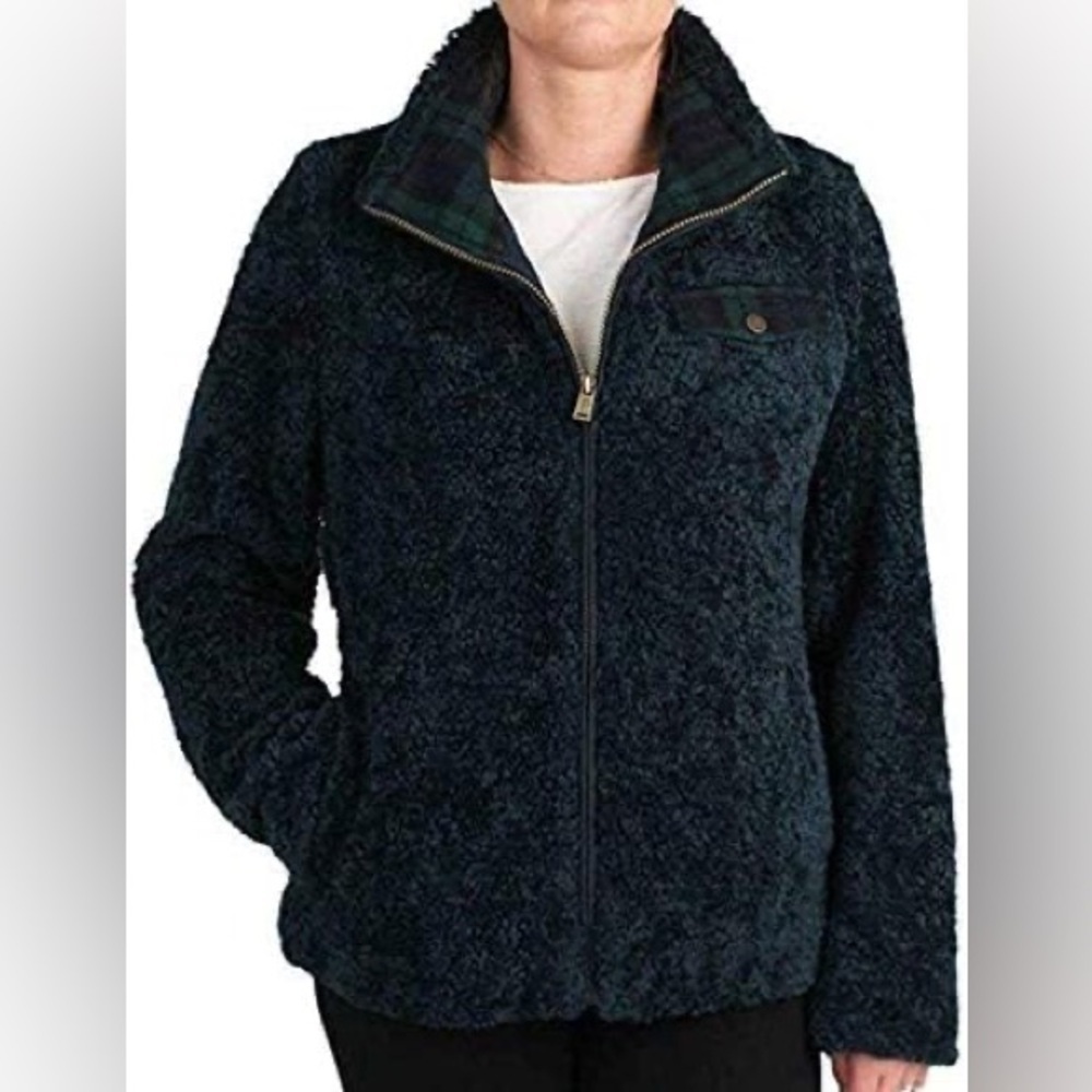 Pendleton Fuzzy Zip Jacket in Dark Blue - Size S